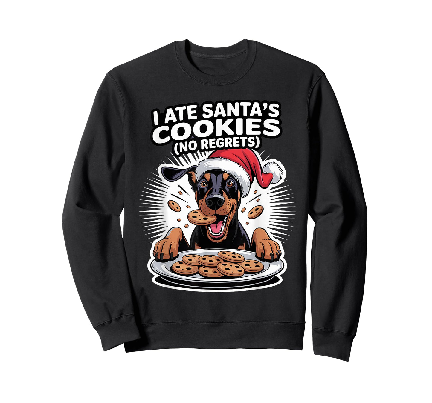 I Ate Santas Cookies Puppy Funny Christmas Doberman Pinscher T-Shirt