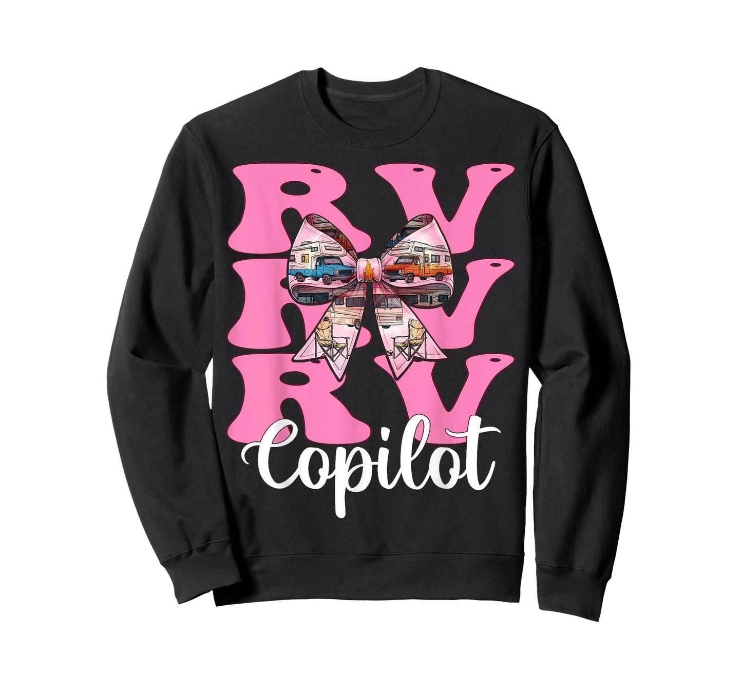 RV Copilot RV Camping Camper Motorhome Girl Mom Coquette Bow T-Shirt