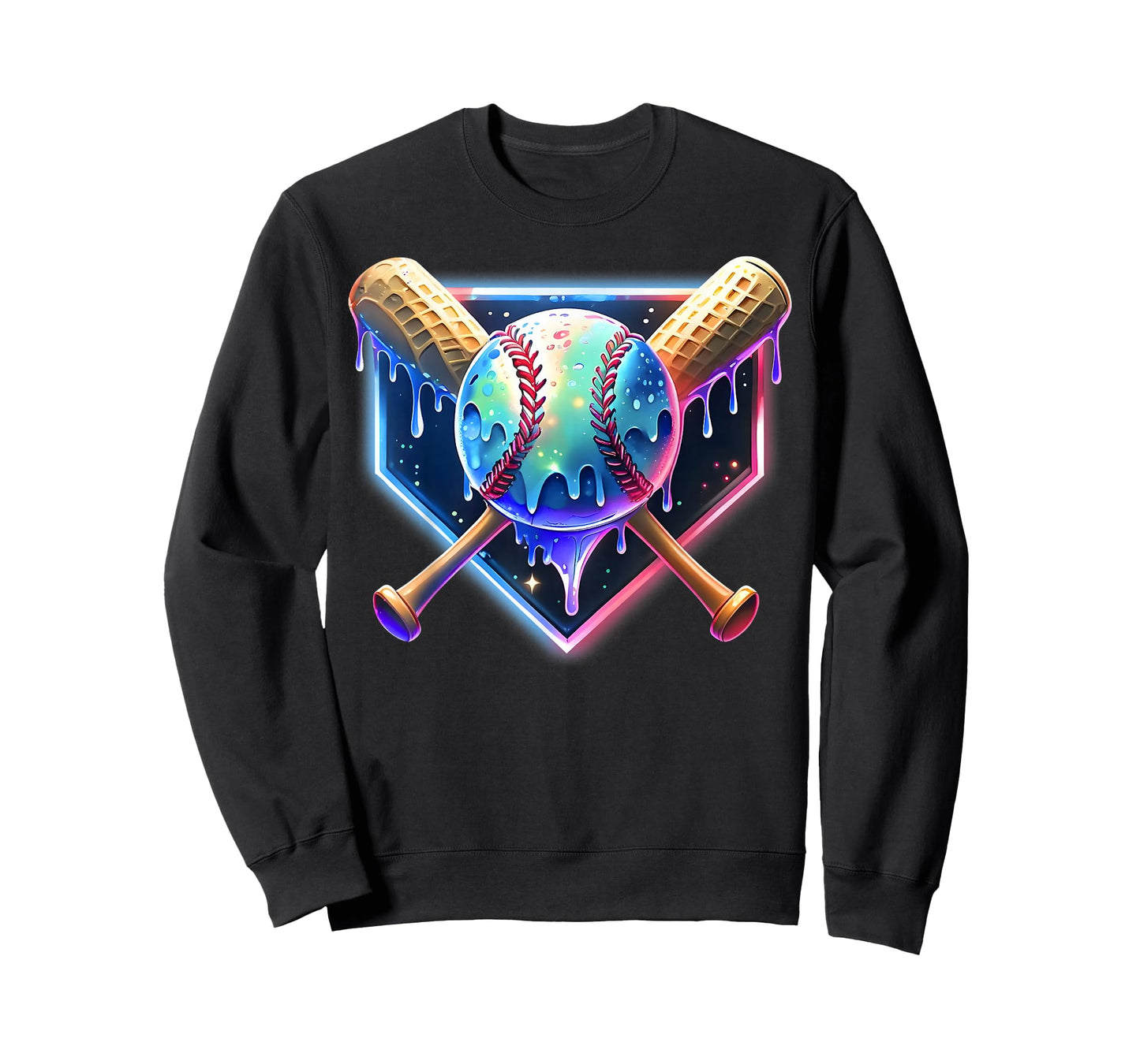 Baseball Drip for Boys Home Plate Ice Cream Drip Youth Sport T-Shirt