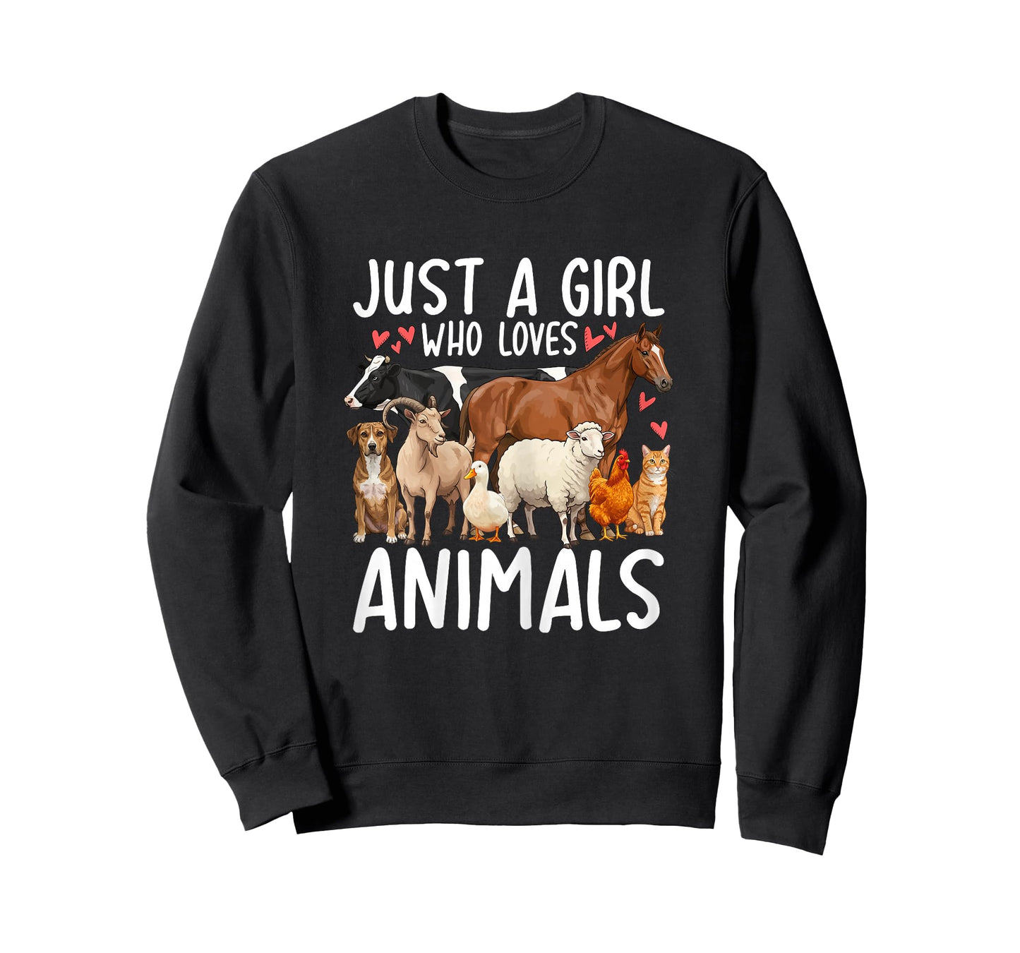 Just a Girl Who Loves Animals Dog Cat Horse Goat Cow Chicken T-Shirt