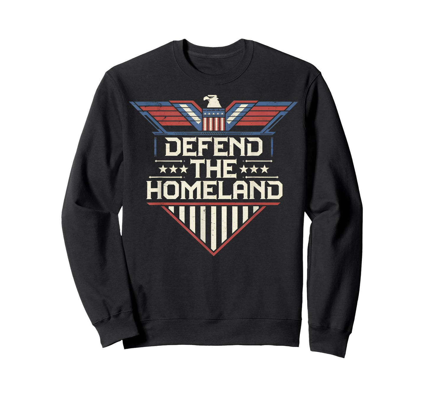 Defend The Homeland – USA Flag Eagle Retro Sci-Fi Design T-Shirt