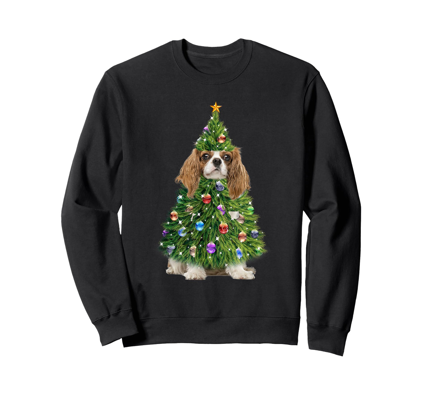 Cavalier Christmas Tree Lights Funny Cavalier Dog Xmas T-Shirt