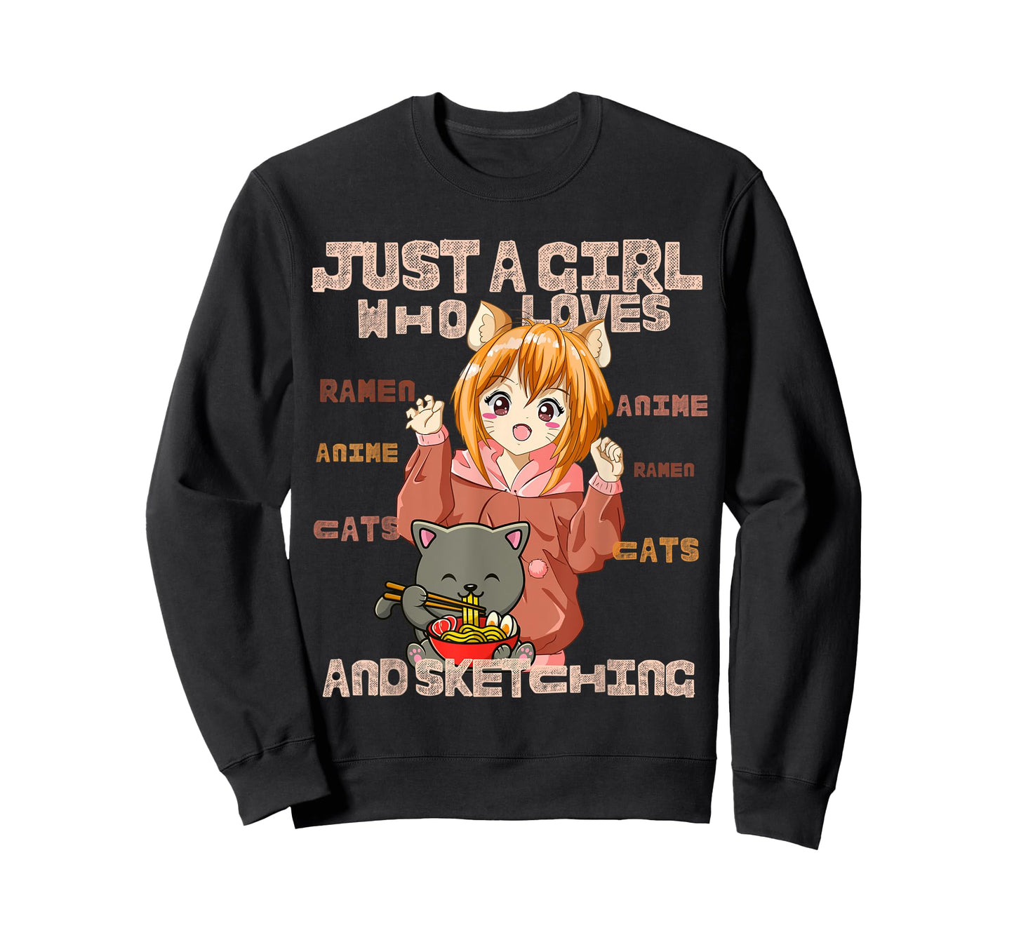 Just a Girl Who Loves Cats, Ramen, Amine And Sketching Manga T-Shirt