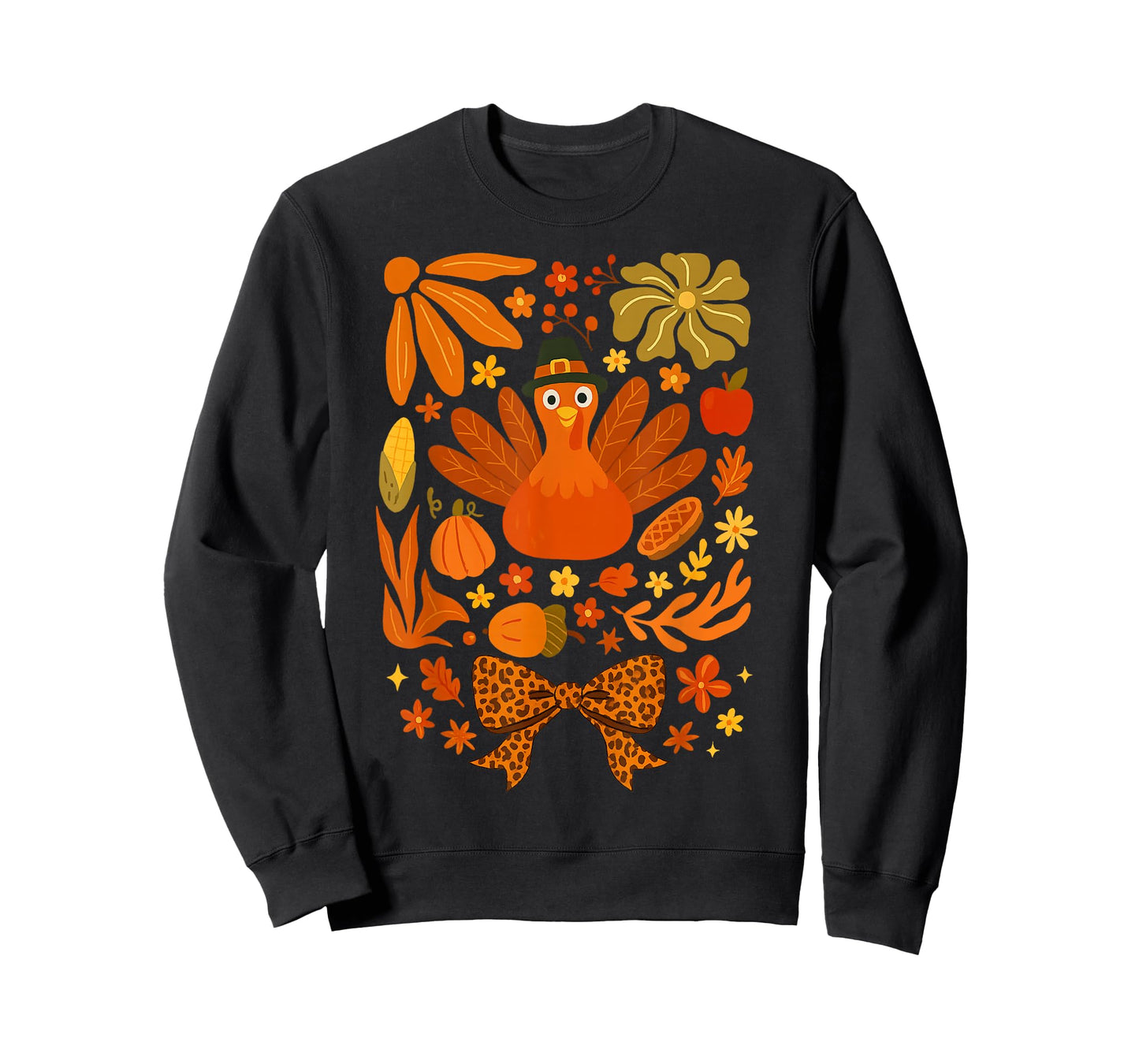 Thanksgiving Vintage Boho Floral Fall Vibes Funny Turkey T-Shirt