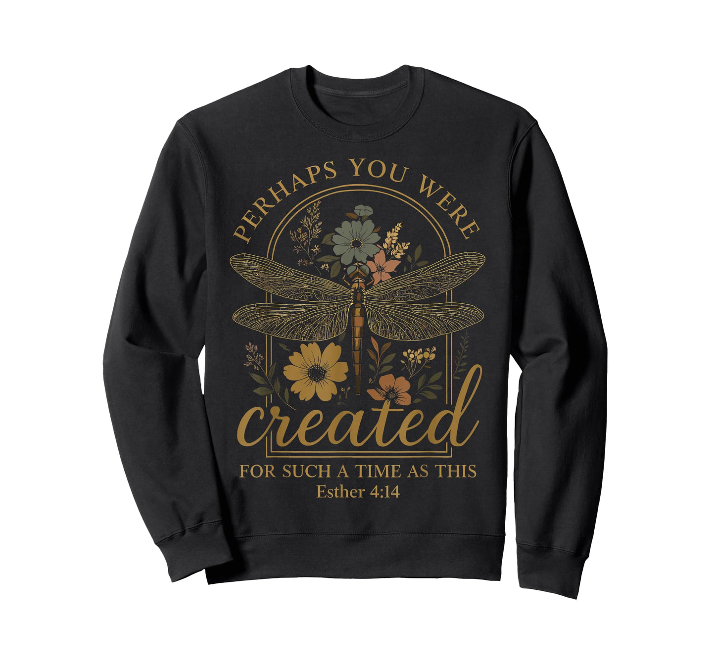 Esther 4:14 Floral Bible Verse Dragonfly God Faith T-Shirt