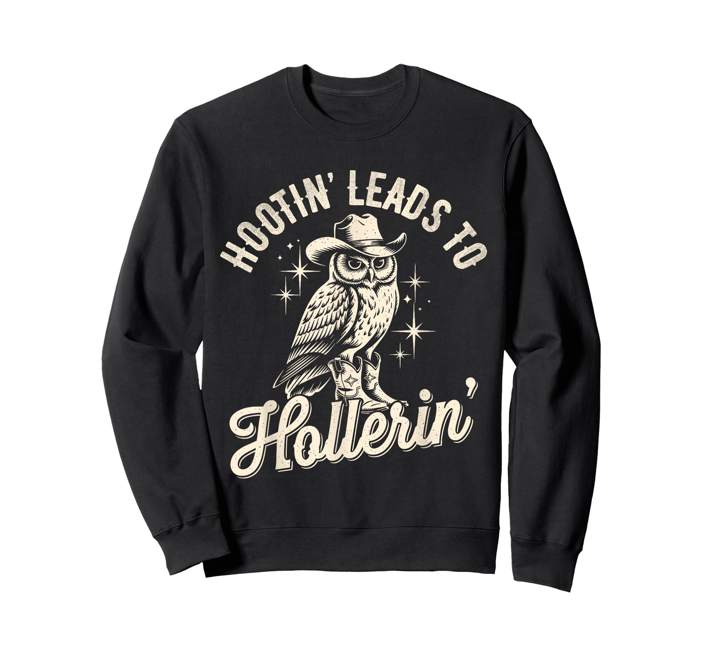 Hootin Leads To Hollerin Western Funny Cowboy Owl T-Shirt