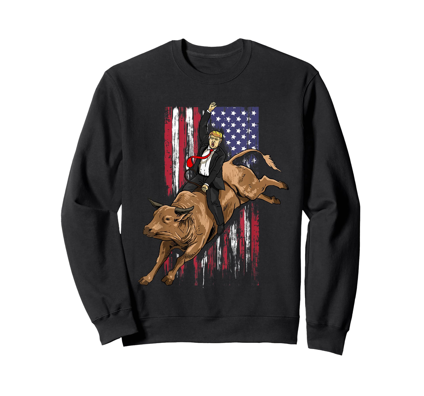 Rodeo Bull Rider Trump American Flag Cowboy Bull Riding T-Shirt