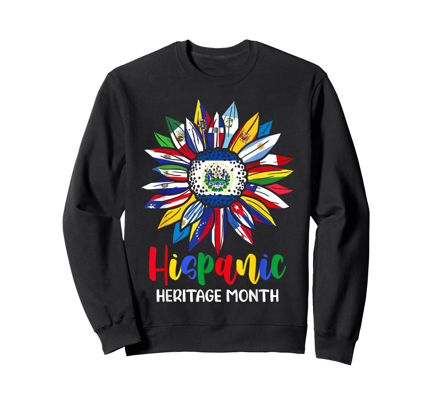 Hispanic Heritage Month El Salvador Flag Sunflower Latino T-Shirt