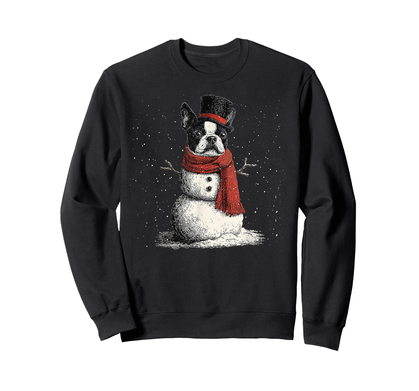 Funny Boston Terrier Dog Christmas Snowman Xmas Pajama T-Shirt