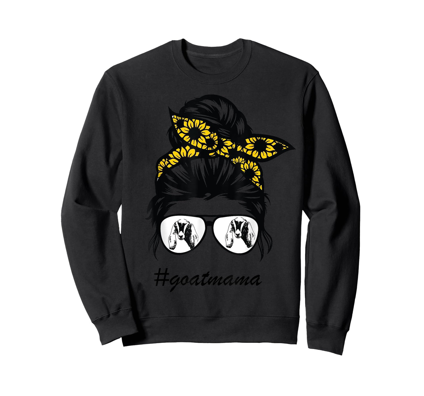 nubians goat mama messy hair bun sunflower mother day 2021 T-Shirt