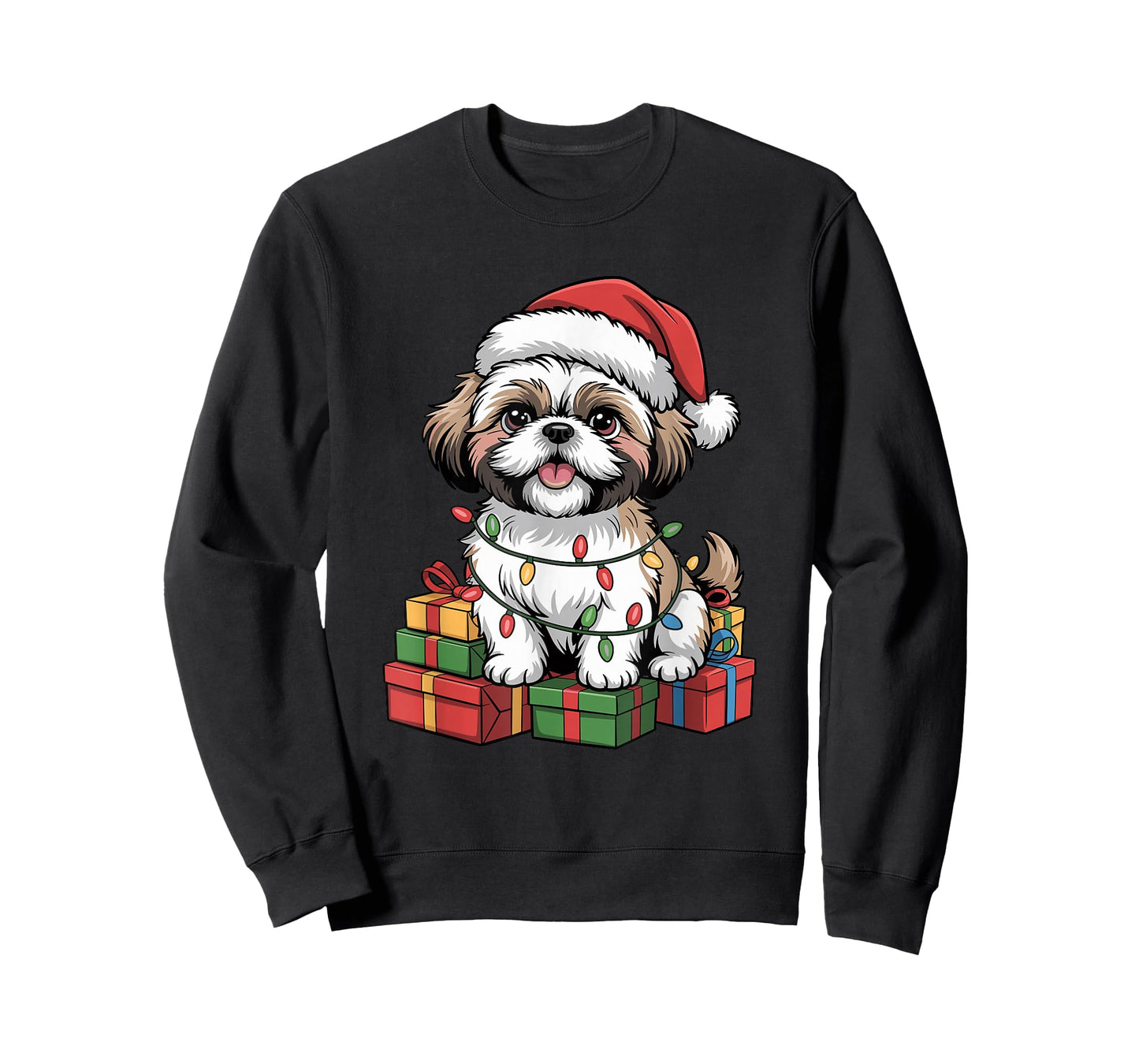 Cute Shih Tzu Santa Hat Christmas Xmas Dog Lovers Holiday T-Shirt