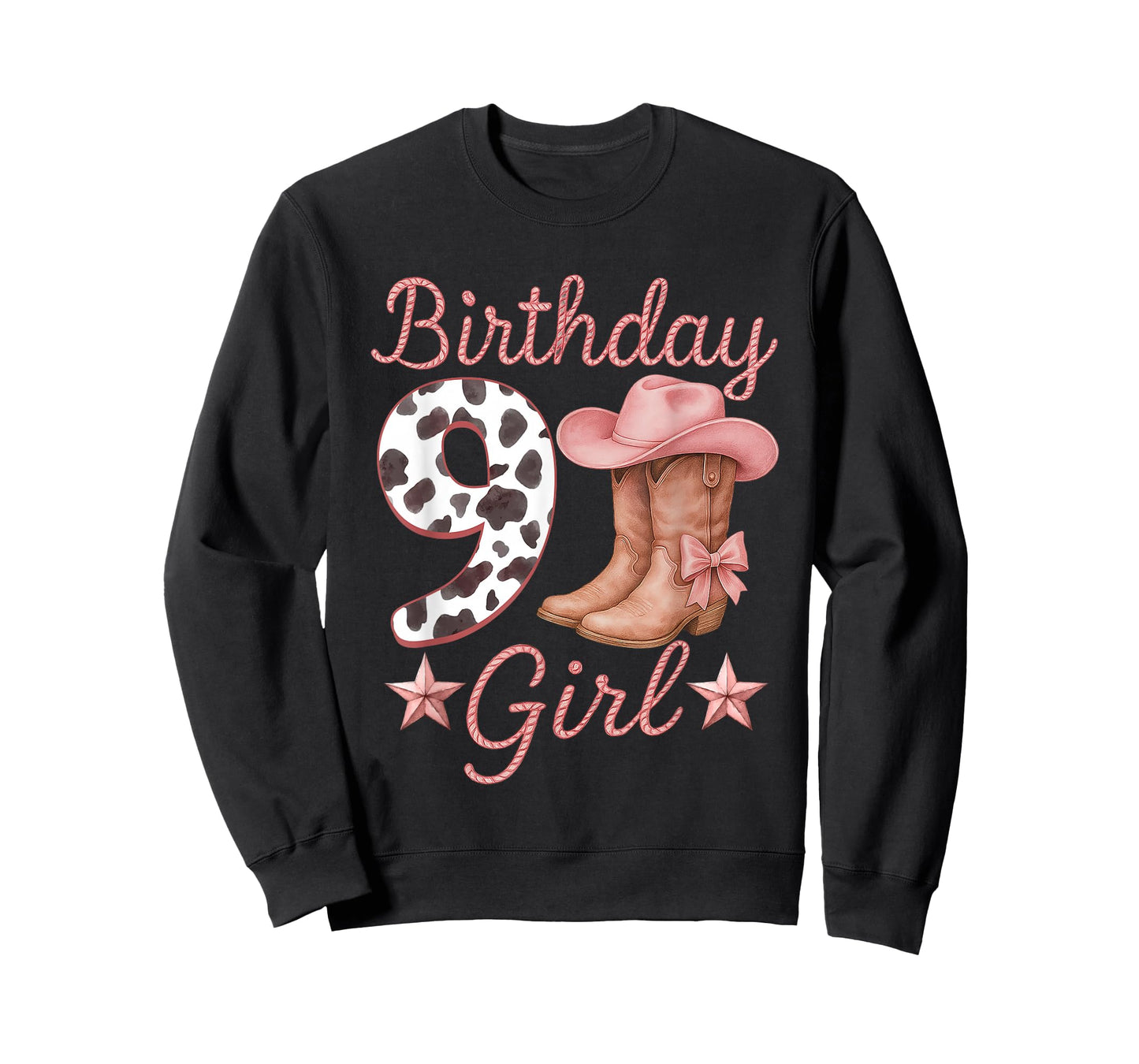 9th Birthday Girl Cowgirl Boots Hat Western Rodeo Outfit T-Shirt