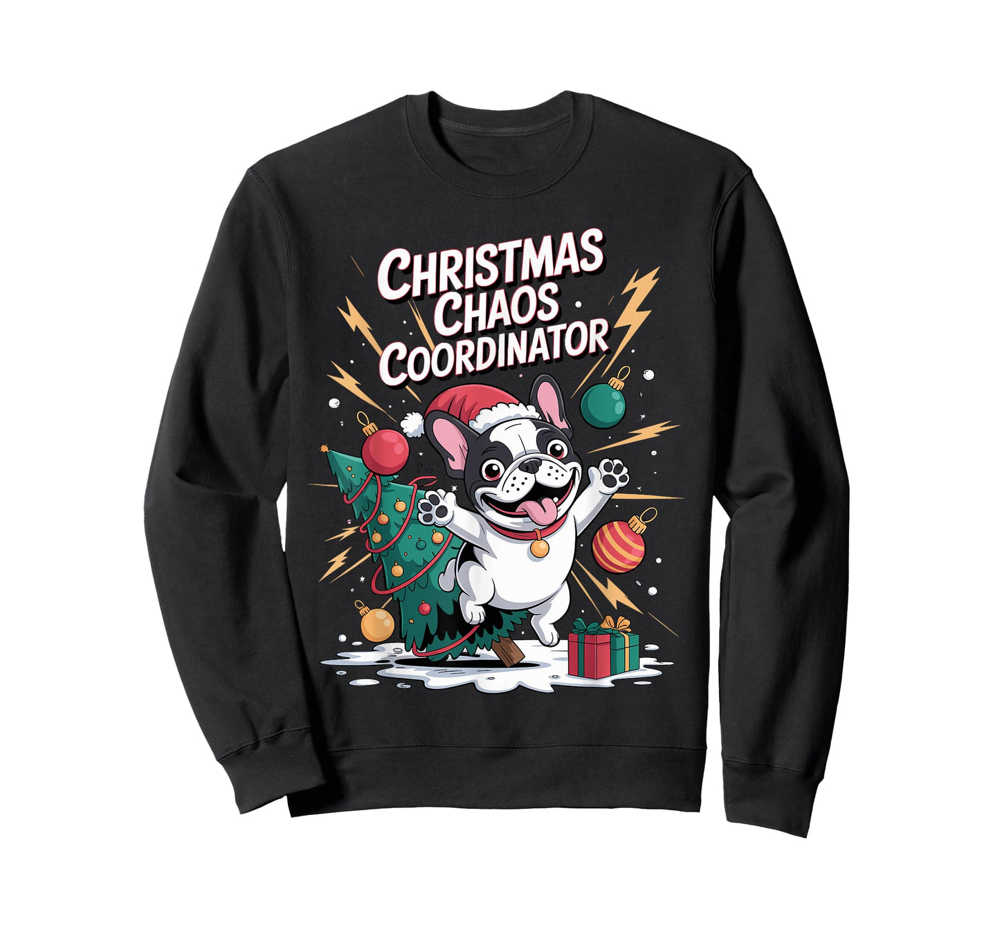 Christmas Chaos Coordinator Xmas Puppy Funny French Bulldog T-Shirt
