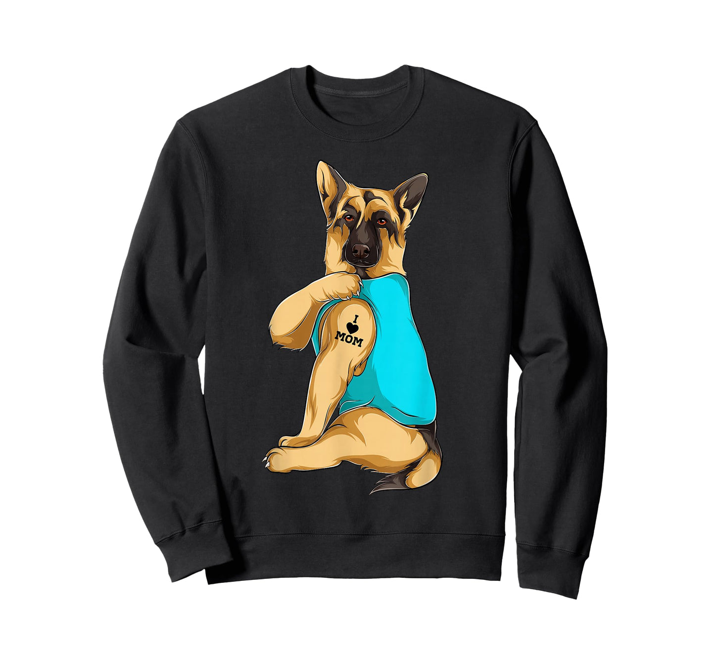 German Shepherd I Love Mom Tattoo Apparel Dog Mom Gift Women T-Shirt