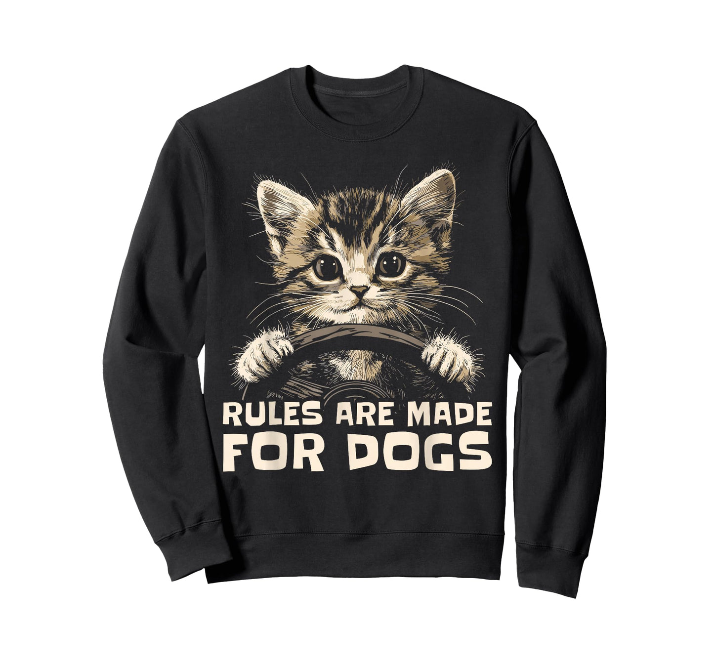 Funny Cat Lover - Rules Are Made for Dogs Driving Cat T-Shirt