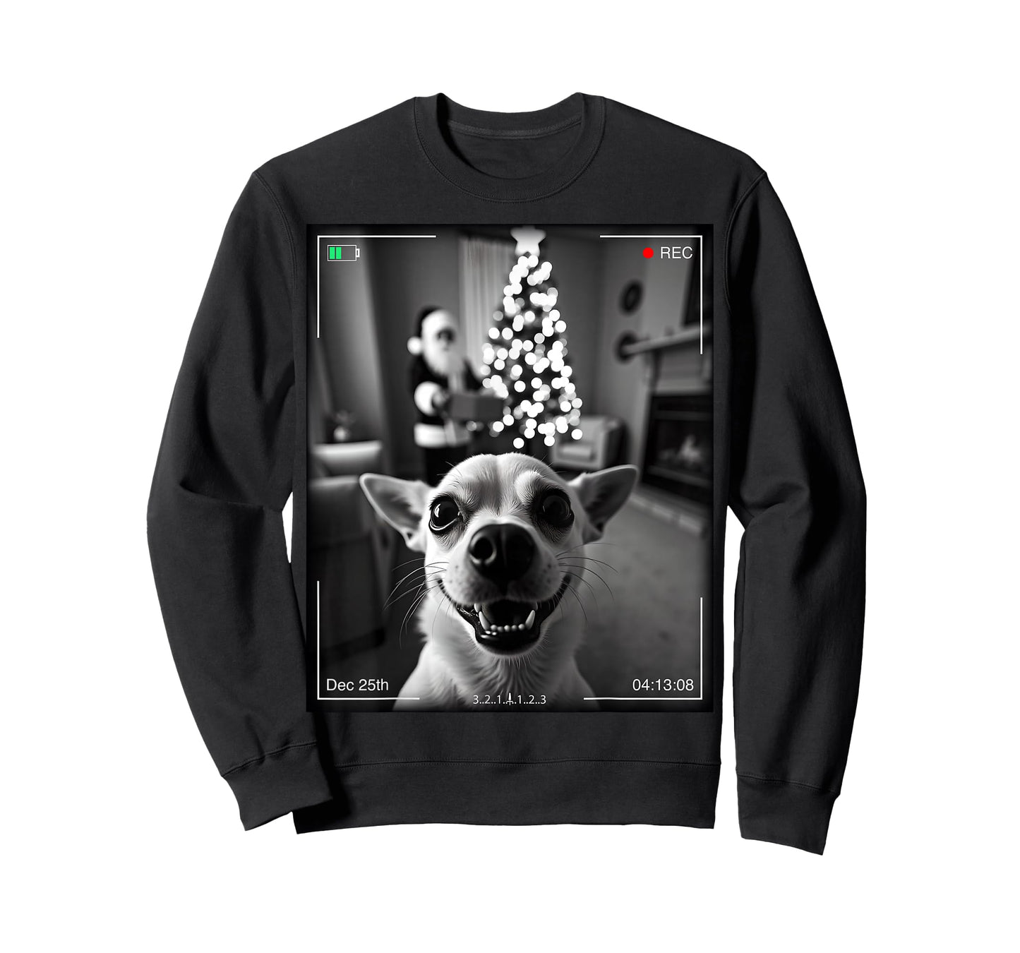 Chihuahua Catches Santa On Camera Xmas T-Shirt