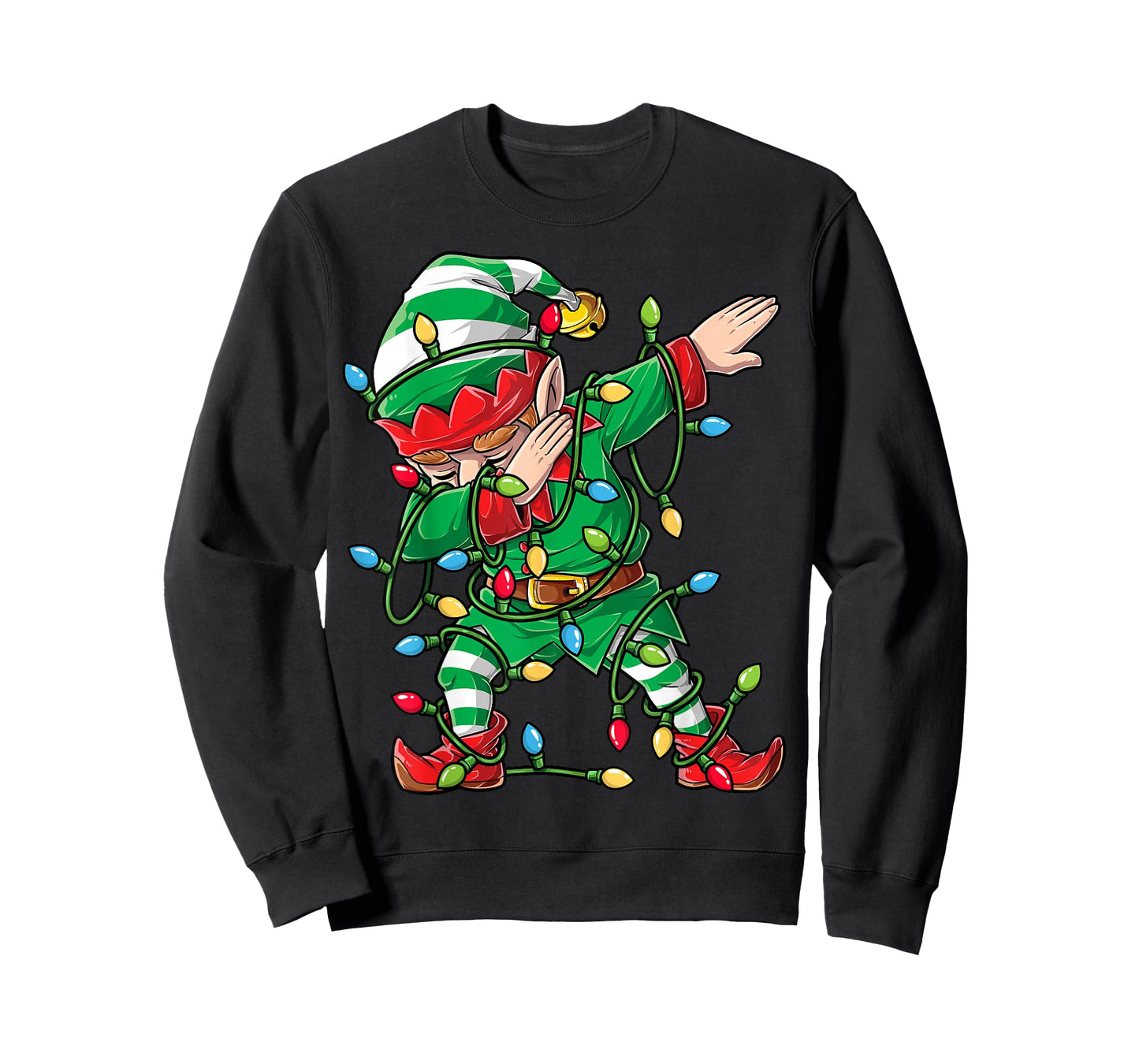Dabbing Elf Christmas Tree Lights Xmas Family Matching Boys T-Shirt