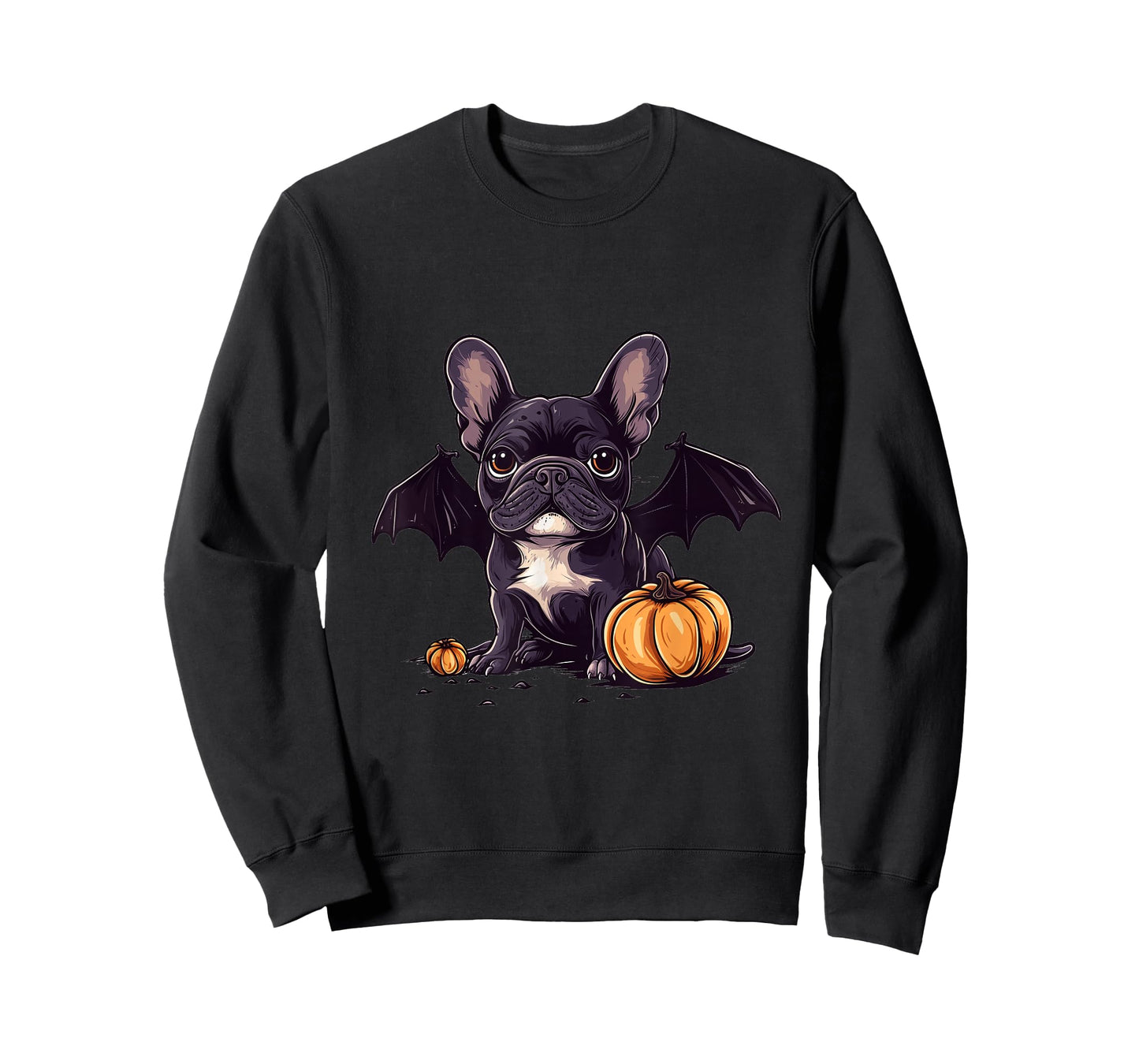 Cute Halloween French Bulldog Bat Wings Pumpkin Spooky Dog T-Shirt