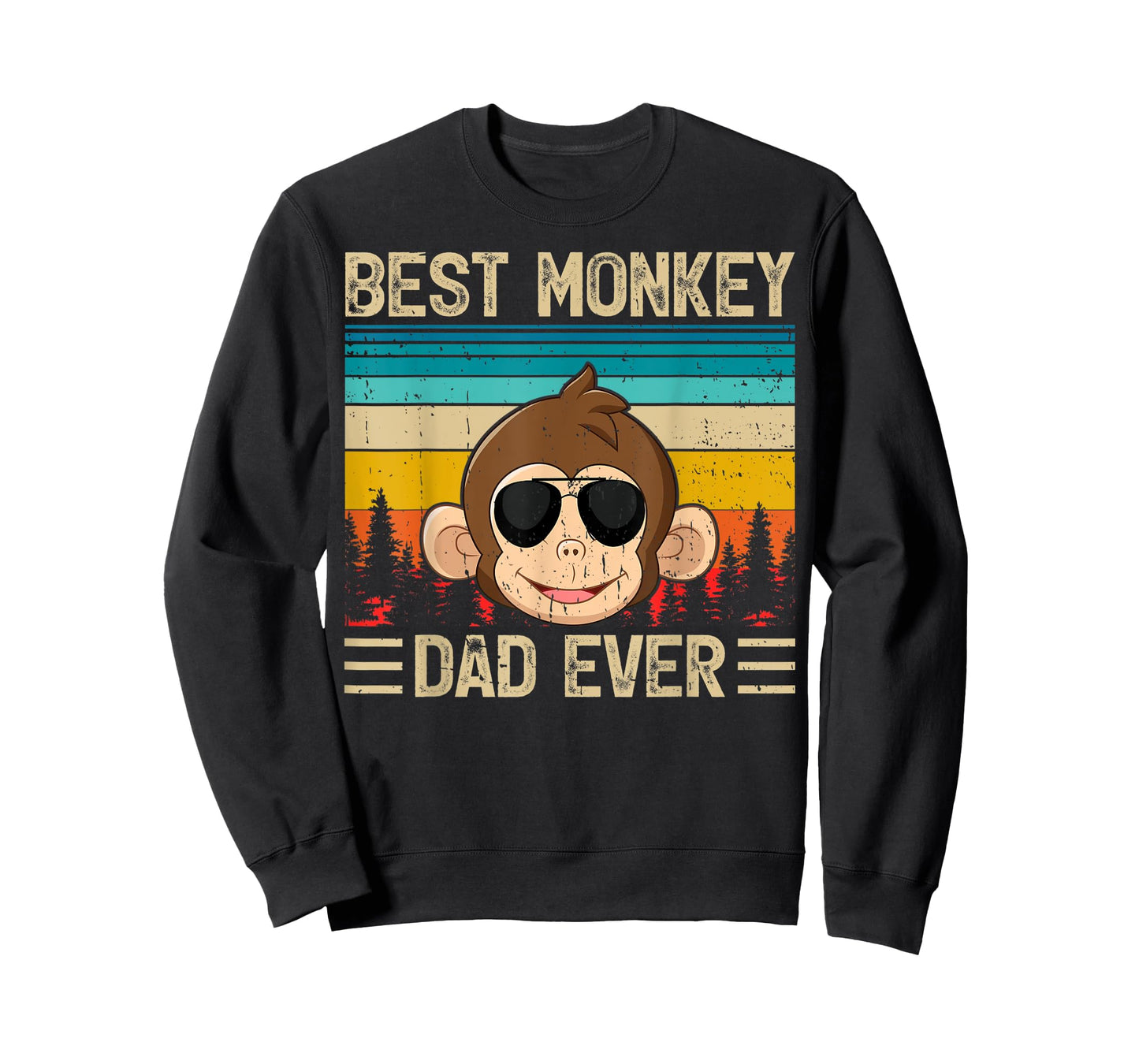 Mens Monkey Vintage Funny Best Monkey Dad Ever Father's Day T-Shirt