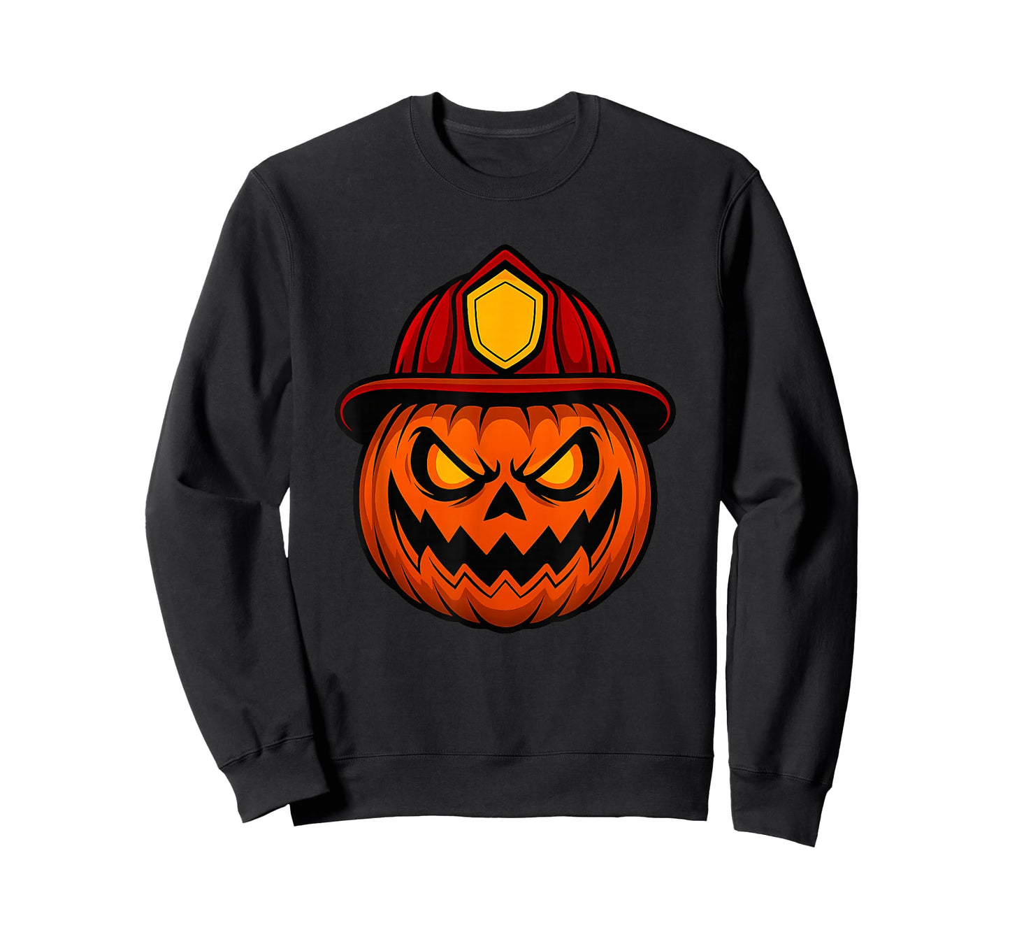 Firefighter Pumpkin Face Halloween T-Shirt