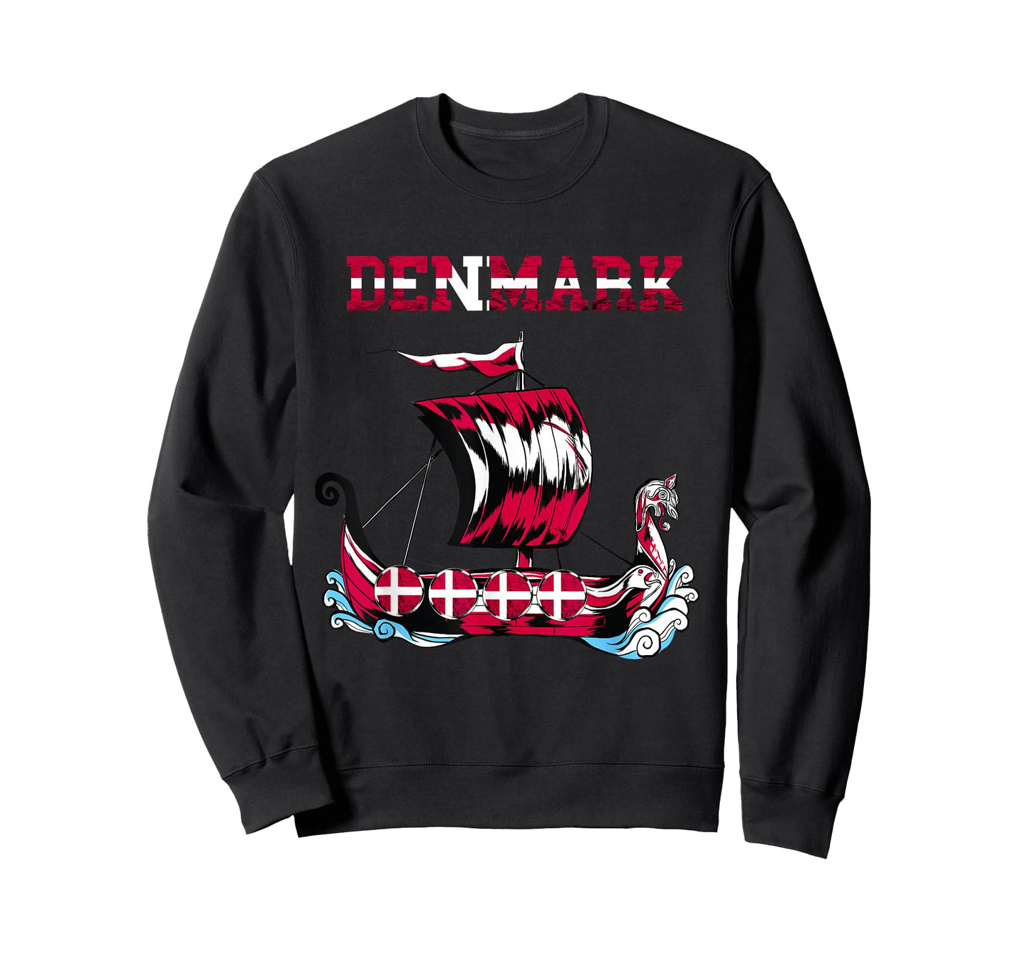 Denmark Flag Viking Ship Danes Danish Roots Dansk Denmark T-Shirt
