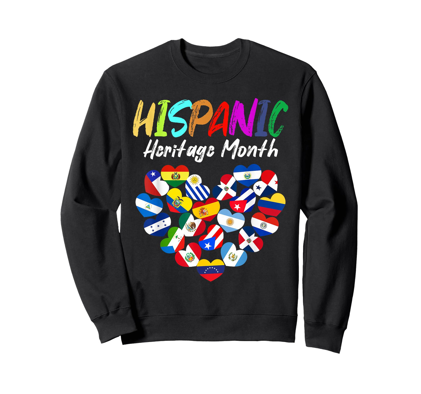 Hispanic Heritage Month All Countries Heart flags kids boys T-Shirt