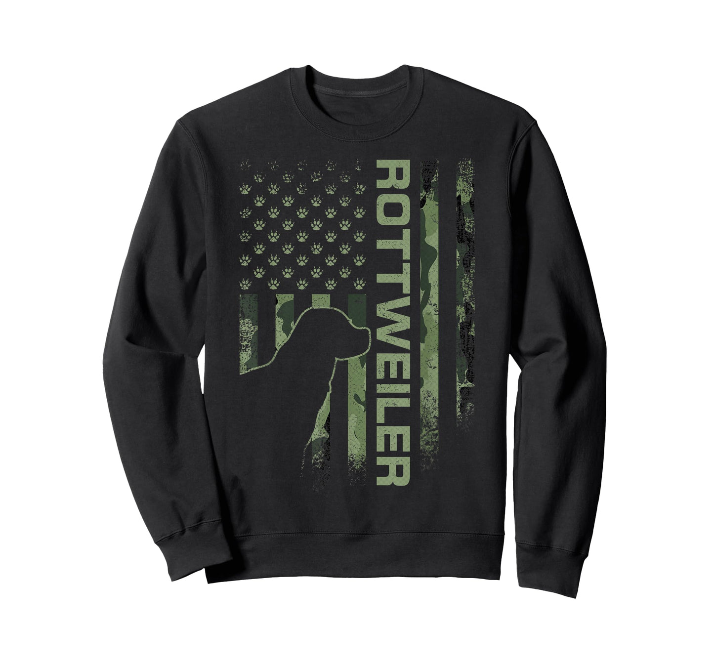 Vintage USA American Camo Flag Rottweiler Rottie Silhouette T-Shirt