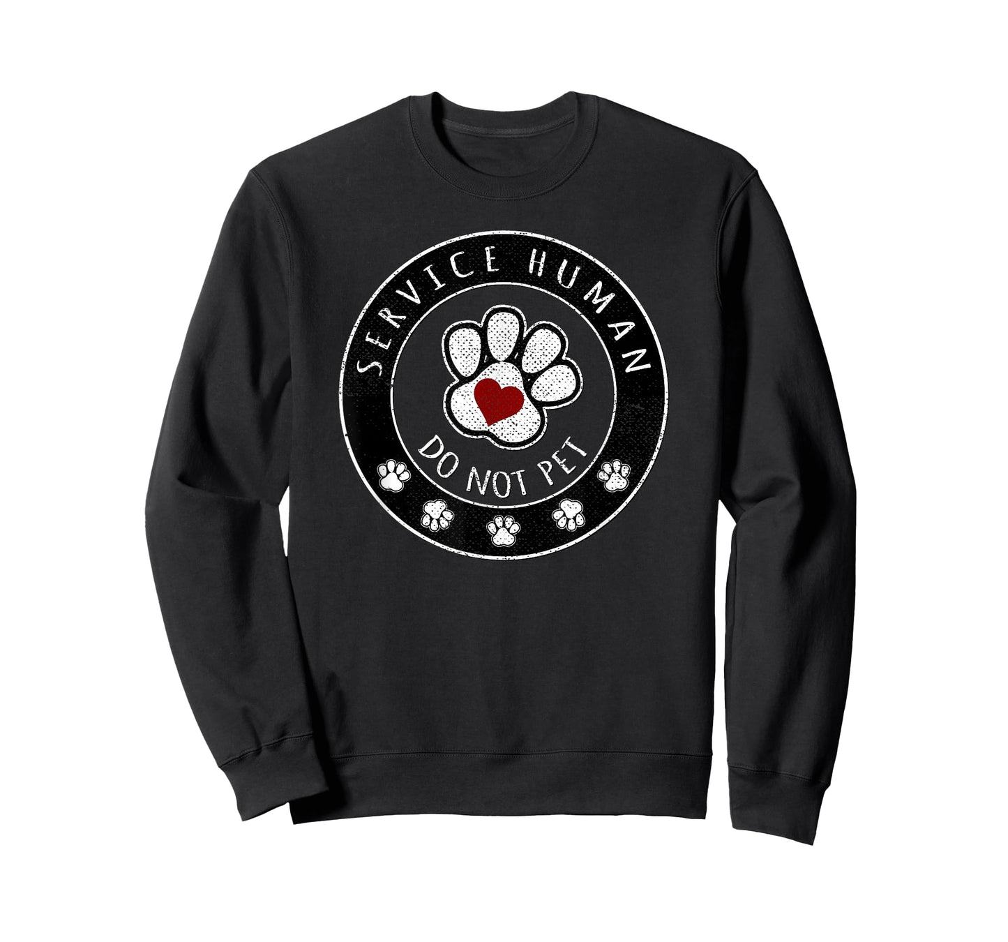 Service Human Do Not Pet Dog Lovers Paw Print Heart T-Shirt T-Shirt