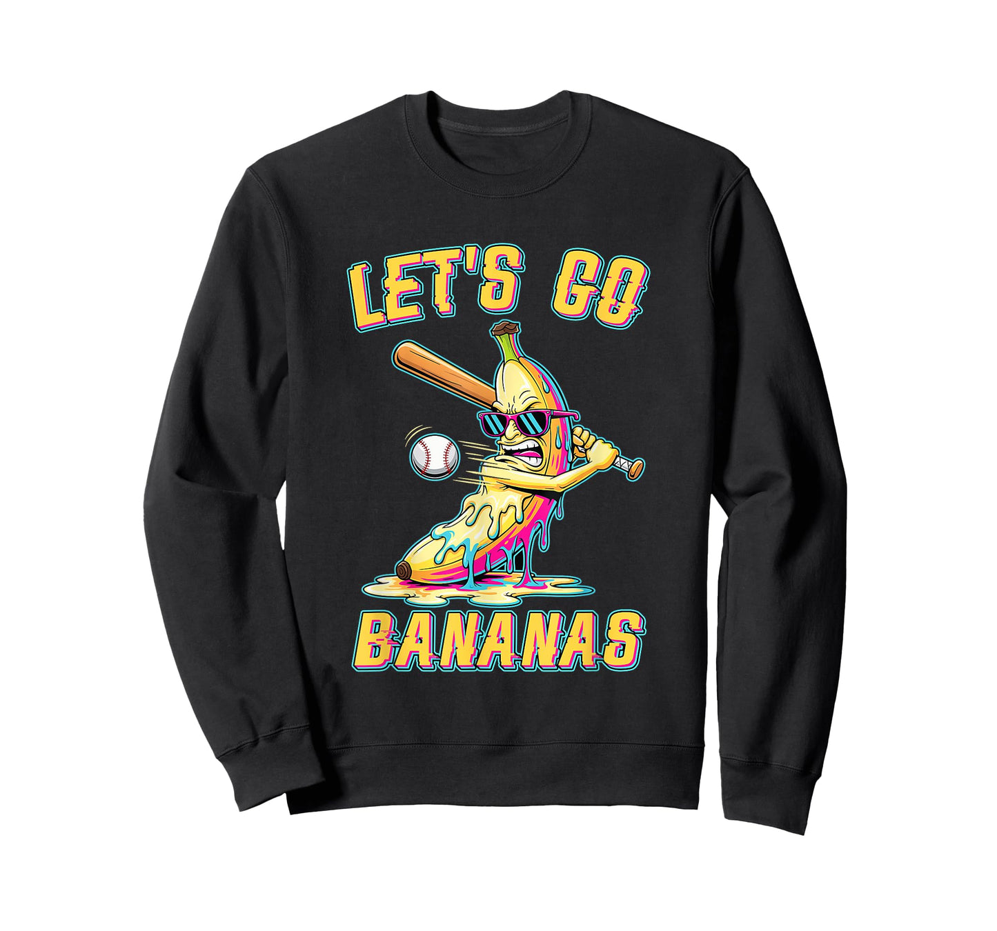 Let's Go Bananas Funny Banana Swinging Baseball Fruit Sport T-Shirt