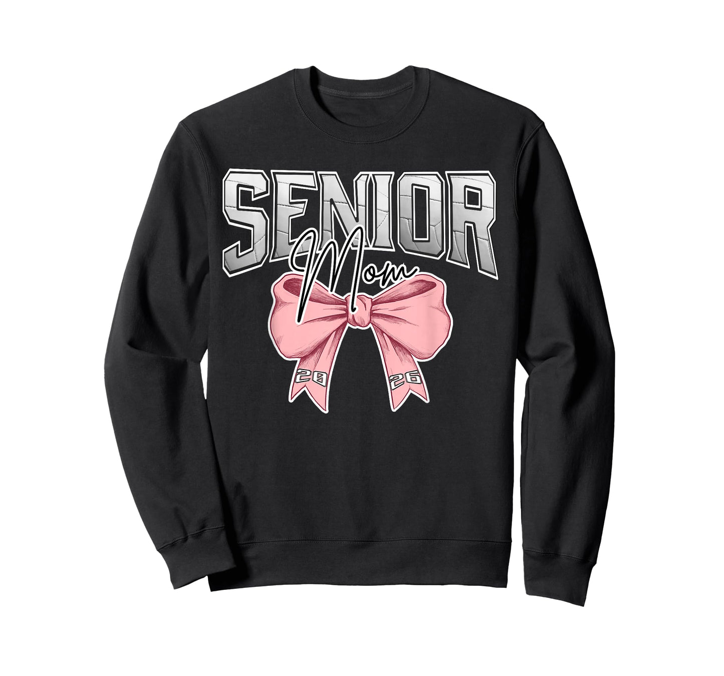 Volleyball Senior Mom Class of 2026 Pink Out Coquette Bow T-Shirt