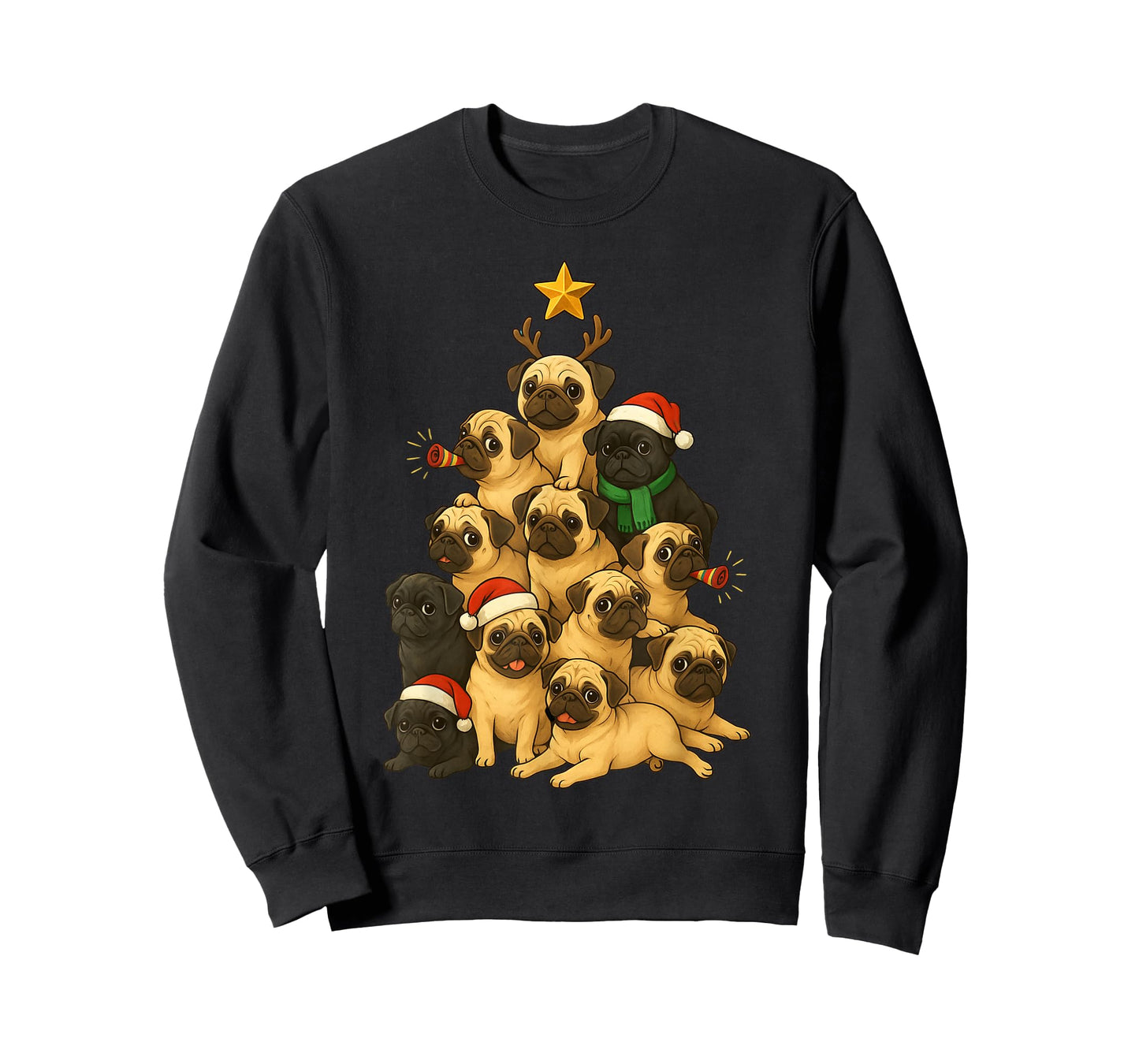 Merry Pugmas Tree Funny Pug Dog Christmas Tree Kids Pug Dogs T-Shirt