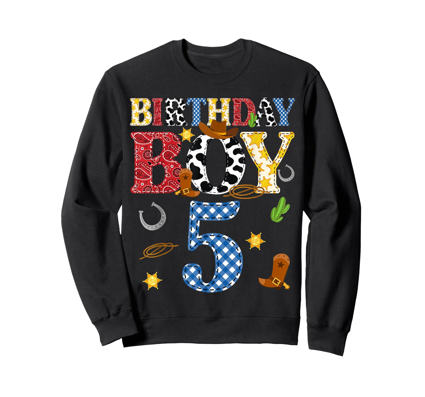 5 Years Old Western Rodeo Cowboy 5th Birthday Boy Kid T-Shirt