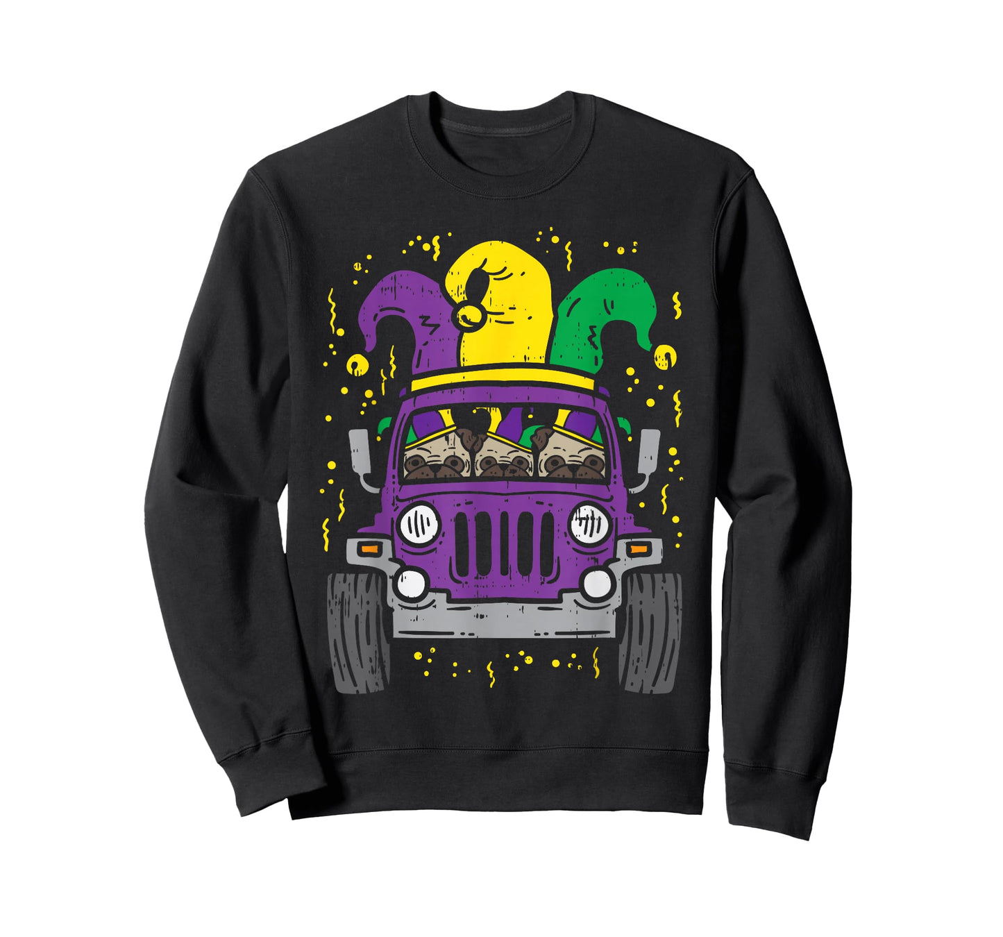 Mardi Gras Monster Truck Jester Pug Carnival Dog Owner Boys T-Shirt