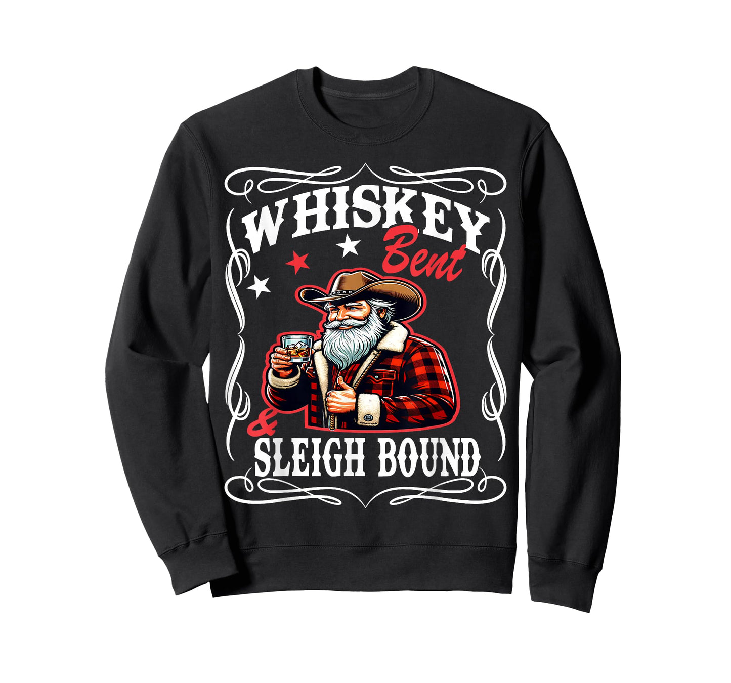 Whiskey Bent and Sleigh Bound Christmas T-Shirt