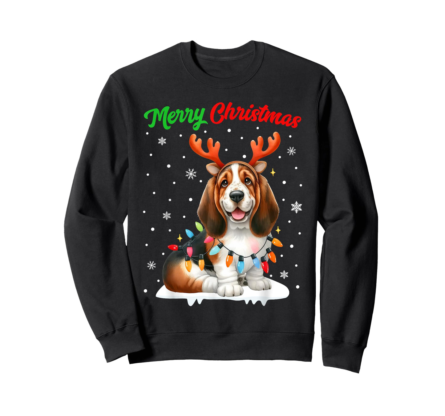 Christmas Pajamas Men Women Kids Christmas Basset Hound Dog T-Shirt