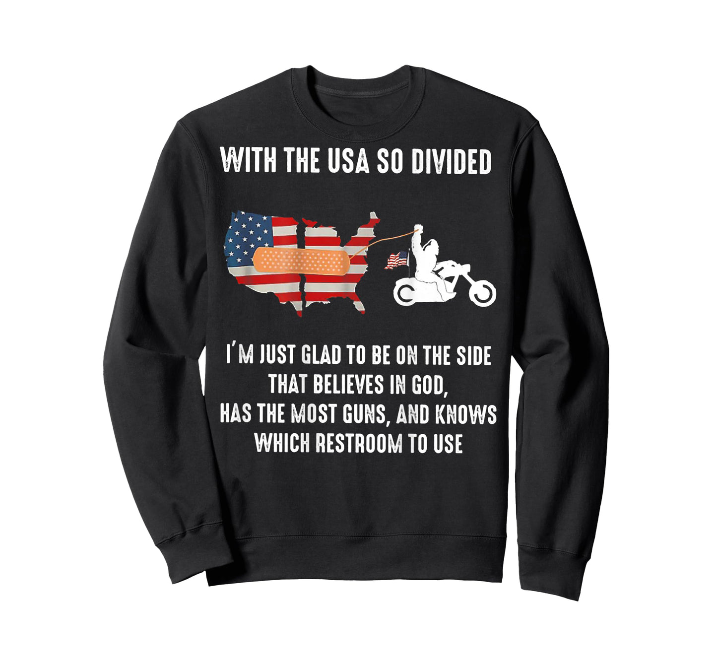 Bigfoot Biker With The USA So Divided (on back) T-Shirt