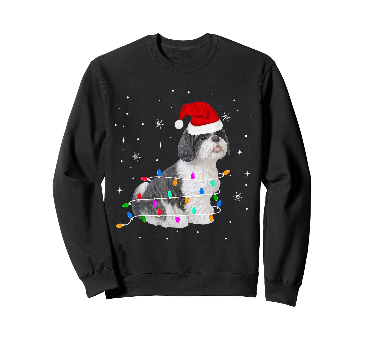 Funny Shih Tzu Christmas Light Gifts Xmas T-Shirt