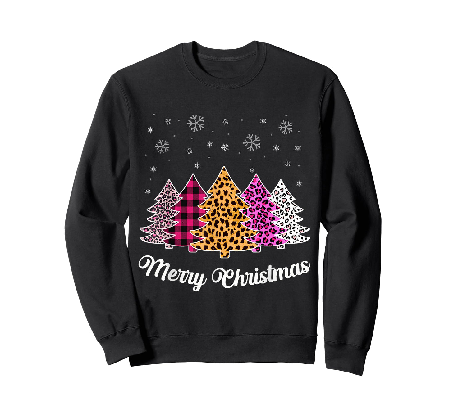 Merry Christmas Trees Leopard Pink Shirt for Women Girl Teen T-Shirt