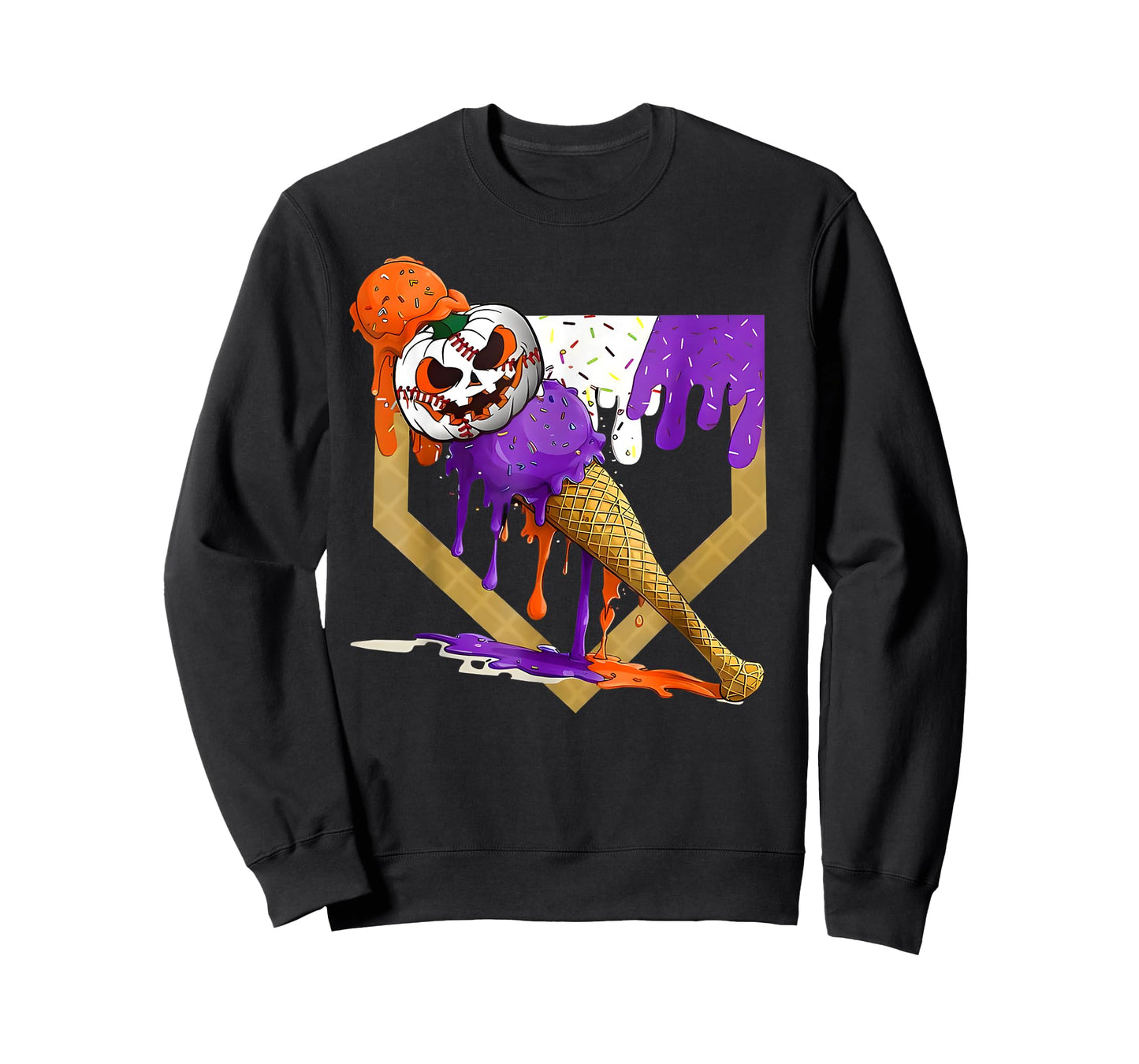 Baseball Home Plate Ice Cream Drip Halloween Men Boys Youth T-Shirt