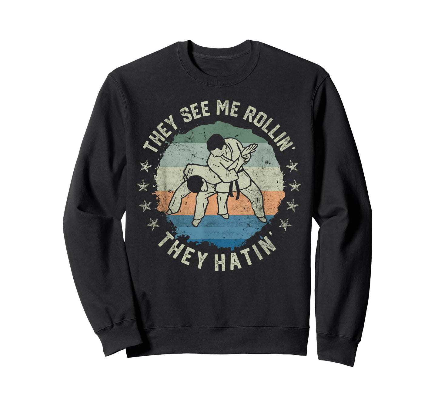Retro Vintage They See Me Rollin Funny Brazilian Jiu-Jitsu T-Shirt