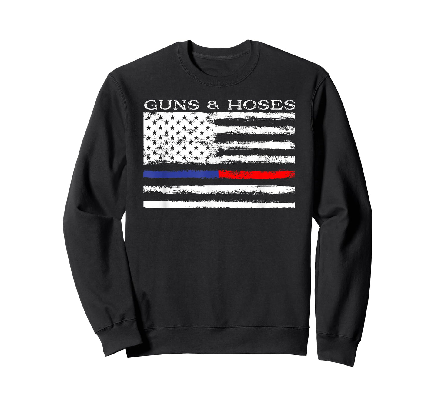 Guns & Hoses Thin Blue Red Line Police & Fire Appreciation T-Shirt