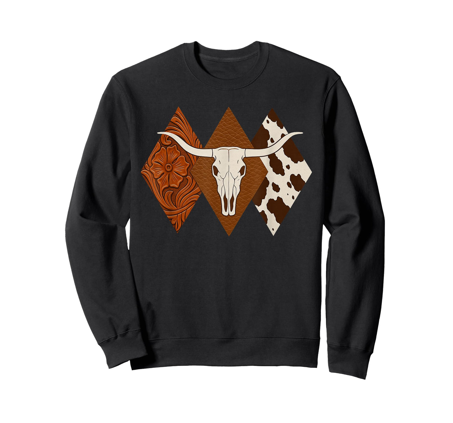 Boho Cow Skull Western Country Longhorn Cowboy Cattle Skull T-Shirt