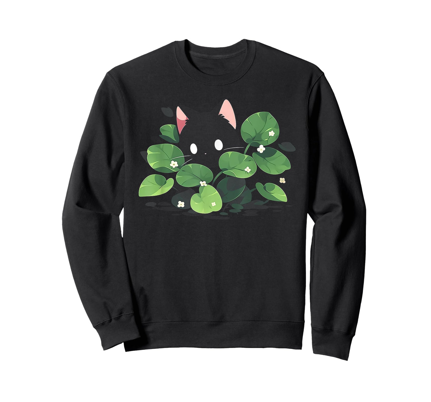 Kawaii Black Cat with Sprout | Crazy Plant Lady Plants Lover T-Shirt
