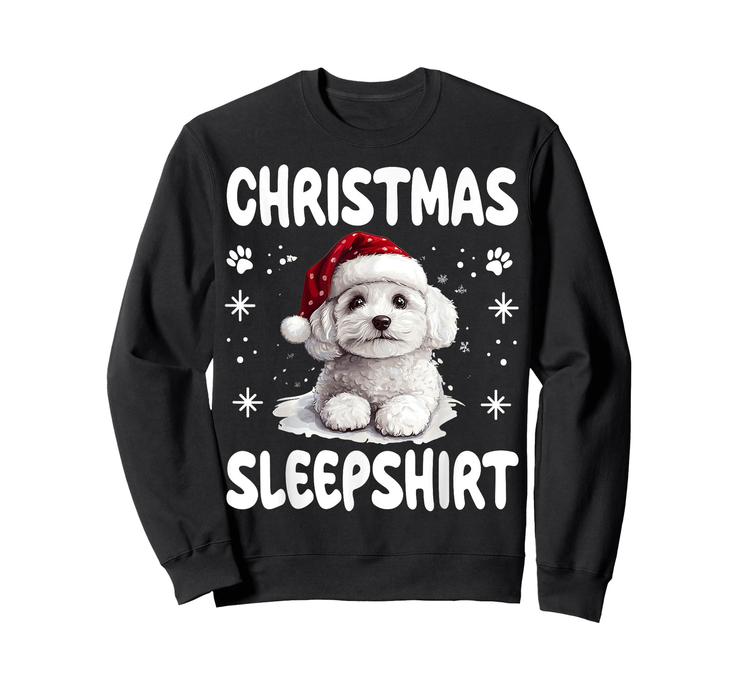 Bichon Frise Dog Nightgown Pajama Christmas Sleepshirt T-Shirt for Men Women Kids