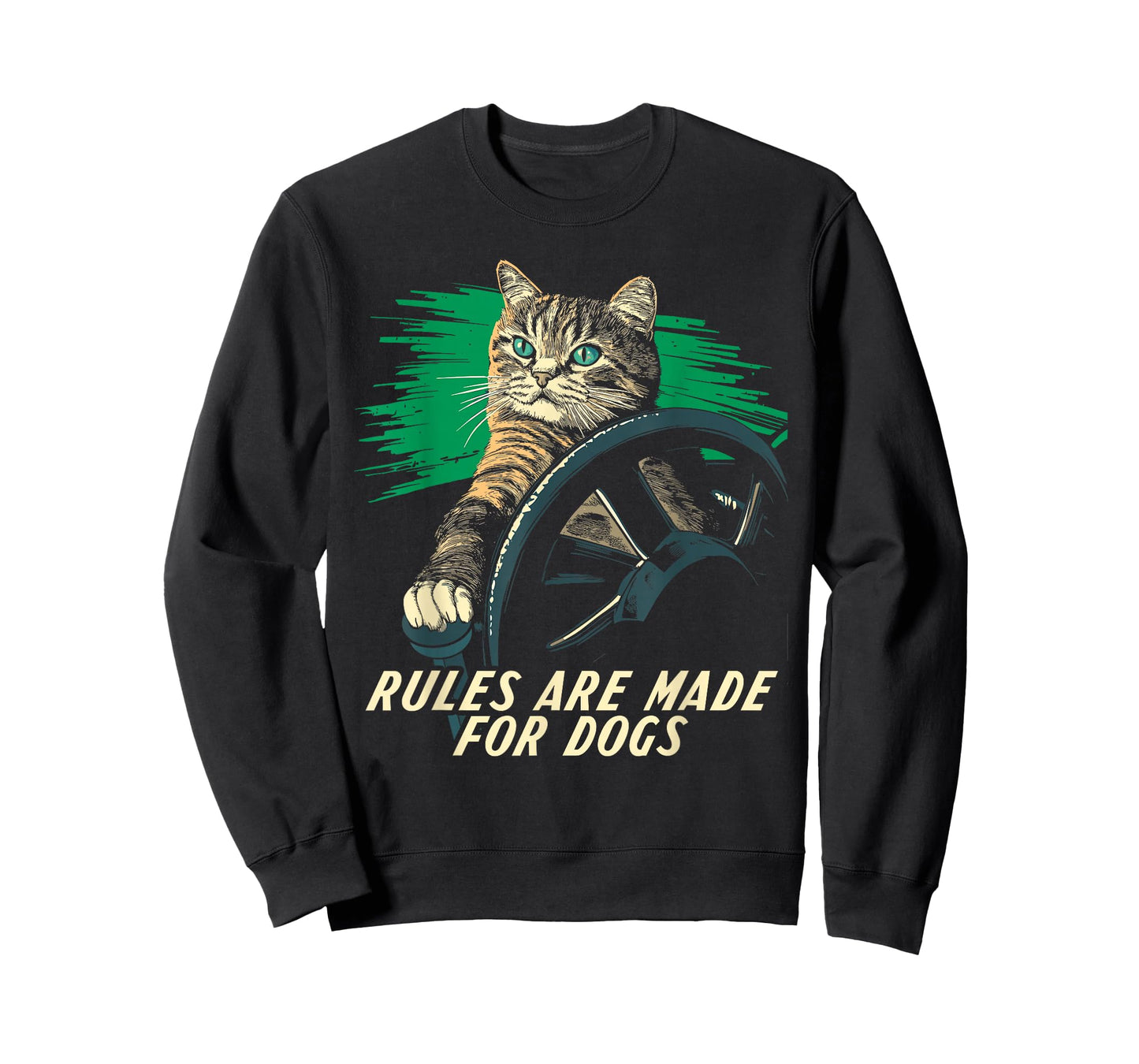 Funny Cat Lover - Rules are Made for Dogs Driving Cat T-Shirt