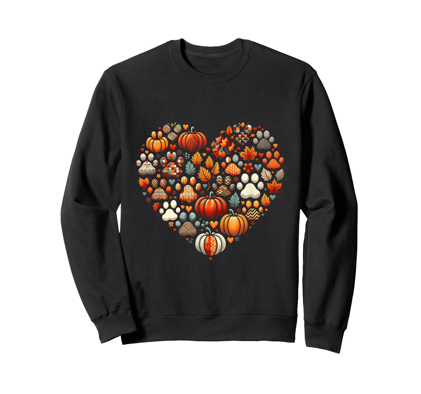 Cute Dog Cat Paw Print Pumpkin Autumn Leaf Fall Thanksgiving T-Shirt