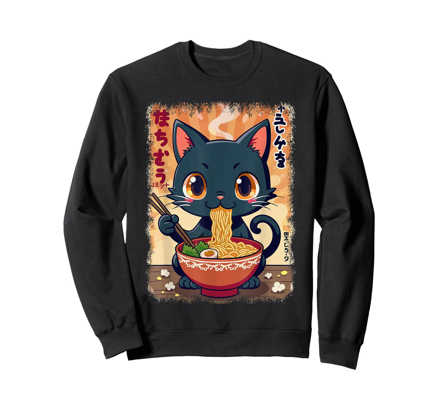 Cat & Ramen Noodle, Japanese Kawaii & Anime & Manga Cat T-Shirt