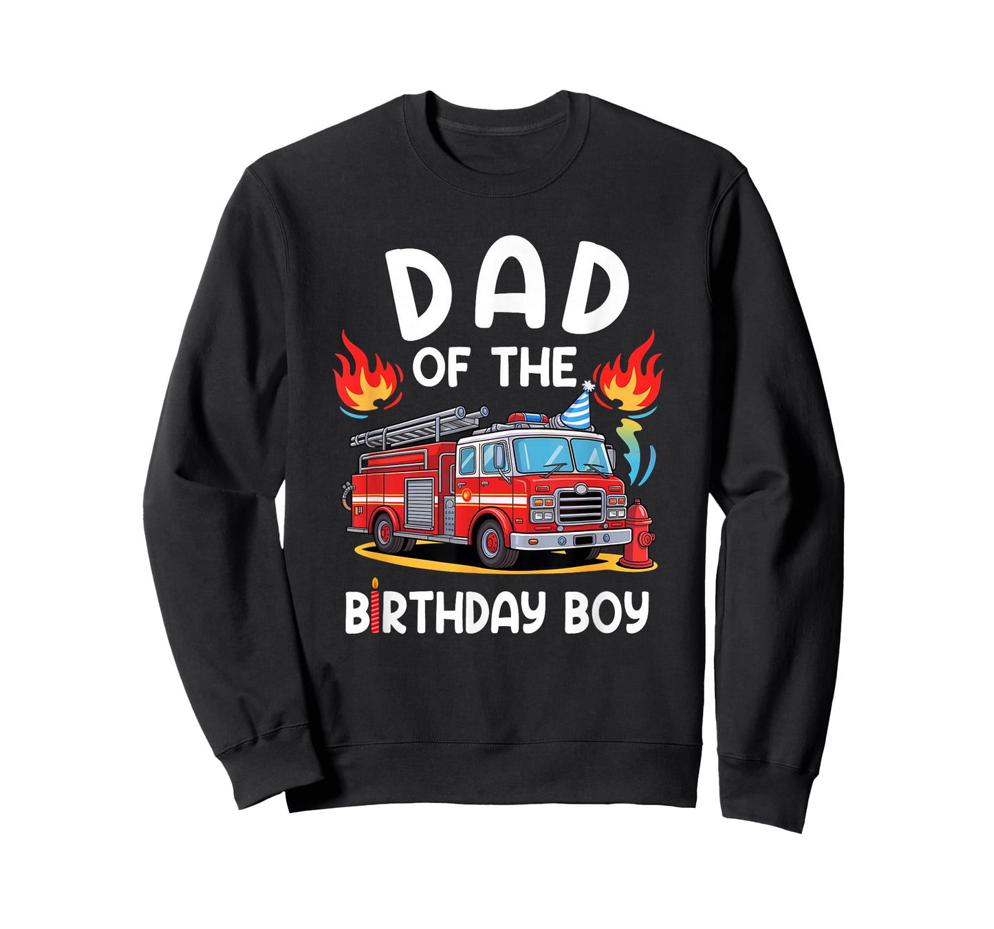 Dad Of The Birthday Boy Fire Truck Firefighter 1St Party T-Shirt