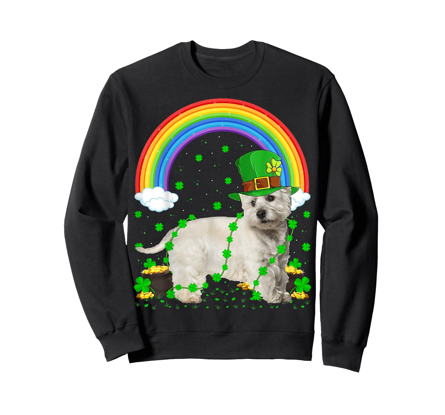 Rainbow Irish Shamrock Westie Dog St. Patrick's Day T-Shirt