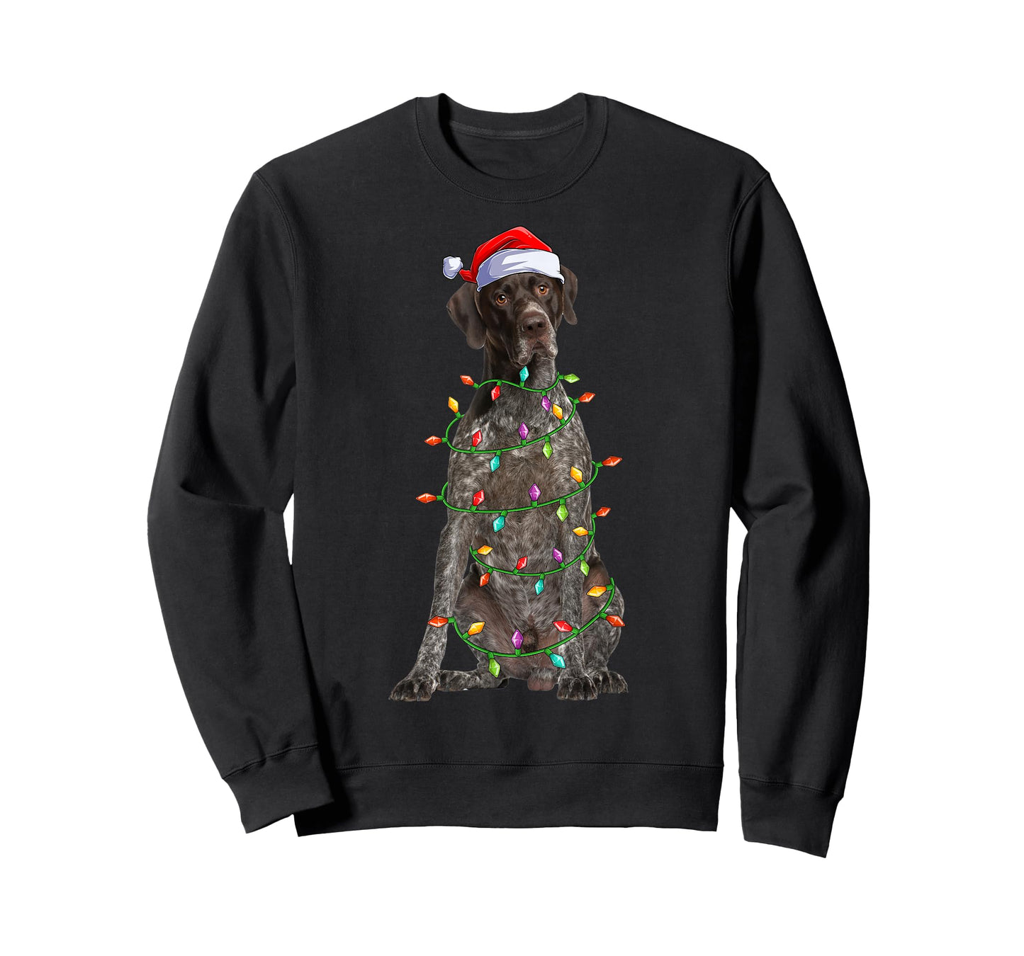 Xmas Lights Santa German Shorthaired Pointer Dog Christmas T-Shirt